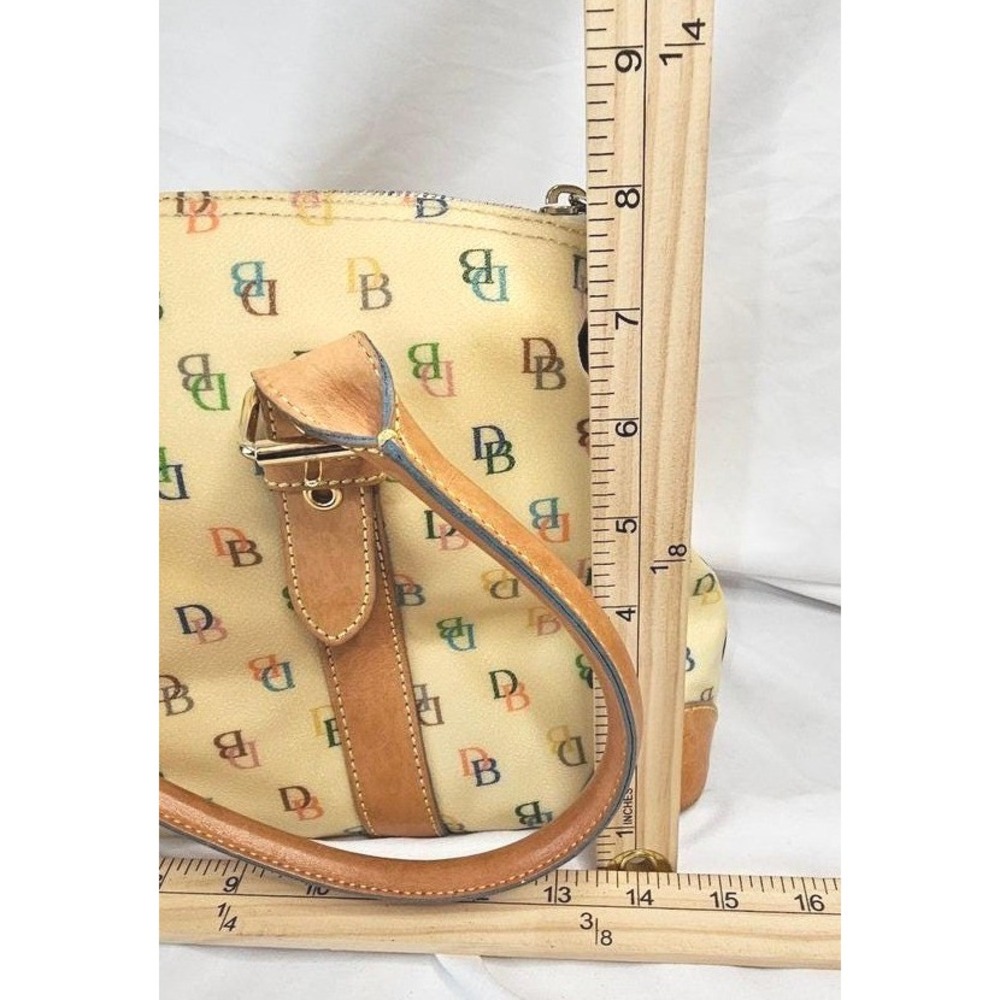 Dooney & Bourke It Bag Rainbow Monogram Satchel Cream Leather Trim Heart Tag - Picture 6 of 7